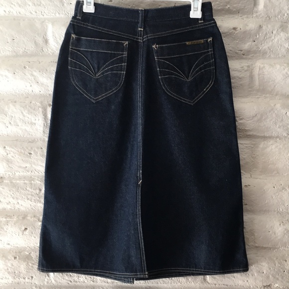 N’Est Ce Pas rare vintage indigo denim midi skirt - Picture 4 of 7